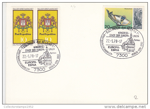 4292- EUROPEAN COMMUNITY, CONGRESS, SPECIAL POSTMARK ON CARDBOARD, 1978, GERMANY - EU-Organe