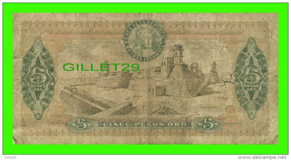 BILLETS DE BAGOTA, COLOMBIA - CINCO PESOS ORO - No 24438736, 1979 - - Kolumbien