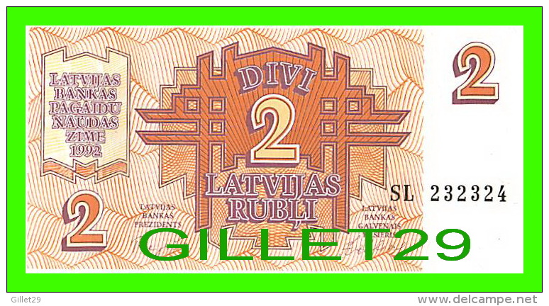 BILLETS DE LETTONIE - DIVI 2 LATVIJAS RUBLI - No SL 232324, 1992 - BILLET NEUF - - Lettland