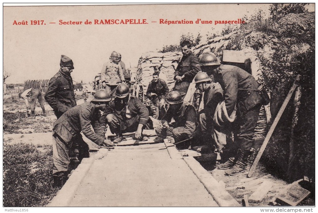 CPA 14-18 RAMSCAPELLE (Ramskapelle, Nieuport, Nieuwpoort) - Réparation D'une Passerelle (A84, Ww1, Wk1) - Nieuwpoort