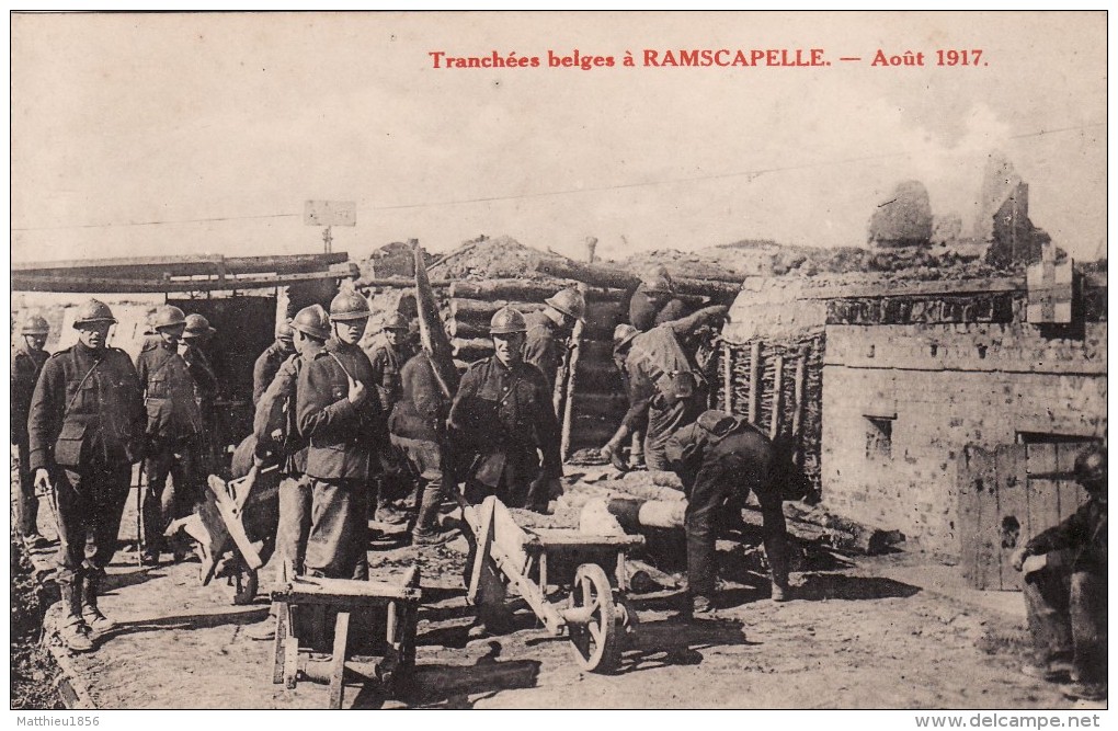 CPA Aout 1917 RAMSCAPELLE (Ramskapelle, Nieuport, Nieuwpoort) - Soldats Belges Travail Dans Une Tranchée (A84, Ww1, Wk1) - Nieuwpoort