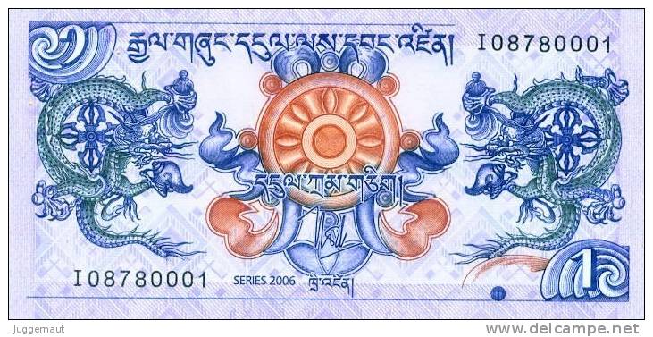 BHUTAN 1 NGULTRUM 1Nu BANKNOTE 2006 PICK-27 UNCIRCULATED UNC - Bhoutan