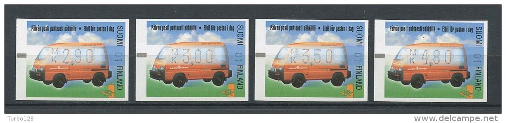 FINLANDE 1999 DISTRIBUTEURS N° 26 Série Complète ** Neufs = MNH Superbes Véhicule Postal électrique Code 01 Postes Cars - Unused Stamps