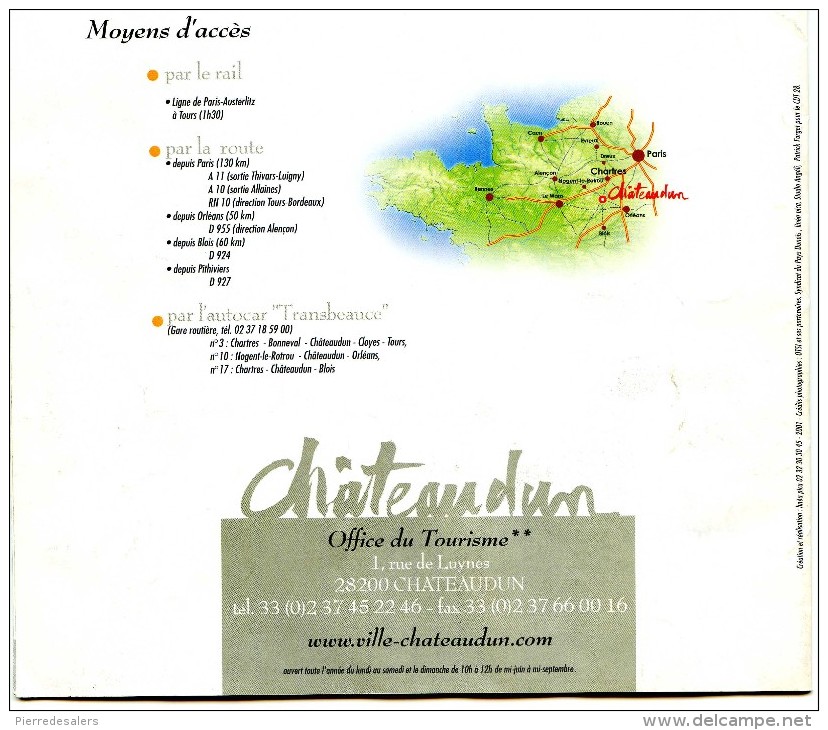 VP - CHATEAUDUN - Guide Touristique De L'office Du Tourisme - Eure Et Loir - 19 Pages Informations Sur La Ville Et Plan - Deportes & Turismo