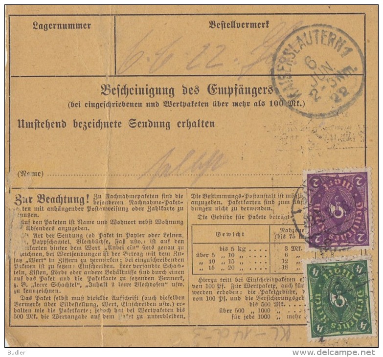 DEUTSCHES REICH : 1922 : Gelaufen ##Paketkarte## : ROKEN,FUMER,SMOKE, SIGAAR,CIGARE,CIGAR,TABAK,TABAC,TOBACCO, - Tabac