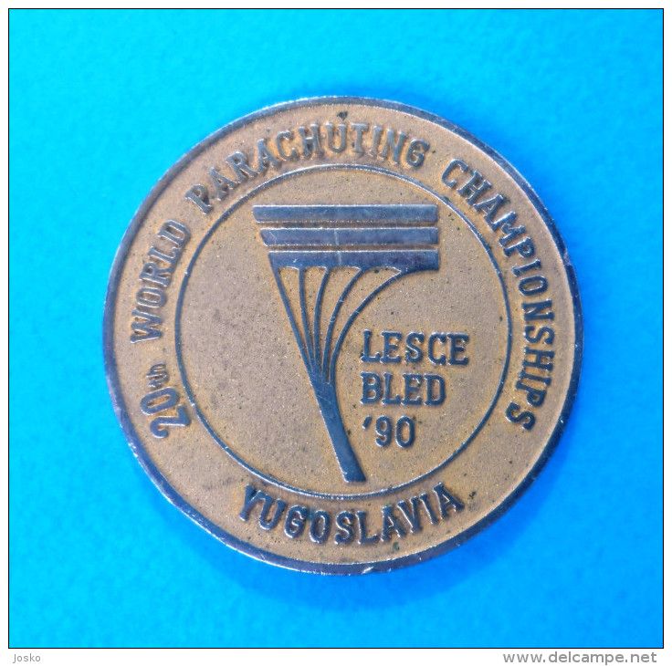 20th WORLD PARACHUTING CHAMPIONSHIPS 1990.Bled - Commemorative Medal * Parachutisme Parachute Paracaidismo Paracadutismo - Parachutespringen