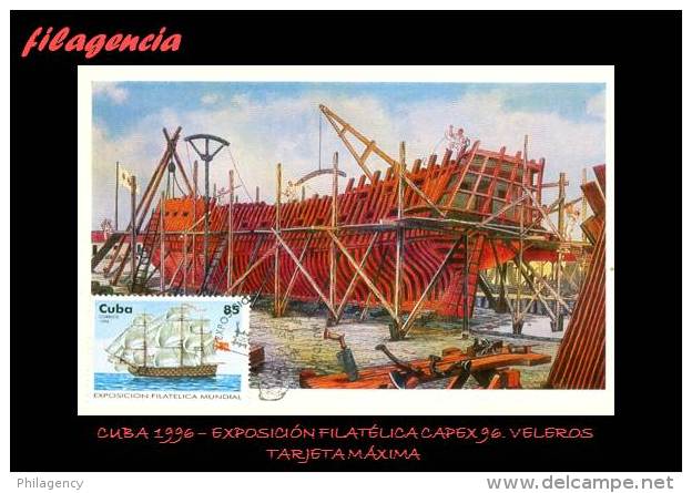 TRASTERO. CUBA. ENTEROS POSTALES. TARJETAS MÁXIMAS 1996. BARCOS VELEROS - Cartes-maximum