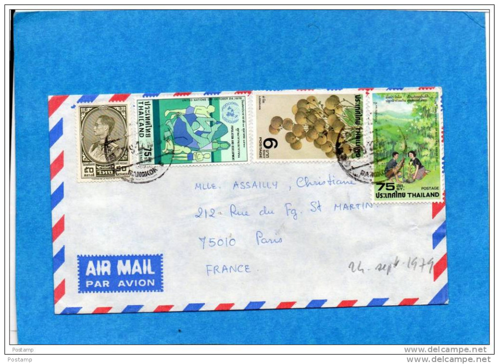 MARCOPHILIE-lettre-Thaila Nde Cad  -1979- 4 Stamp- Fruits  - Population  - National ArborPour Françe - Thaïlande
