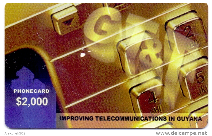 USED PRE-PAID PHONE CARD GUYANA  2000$ RARE - Guyana