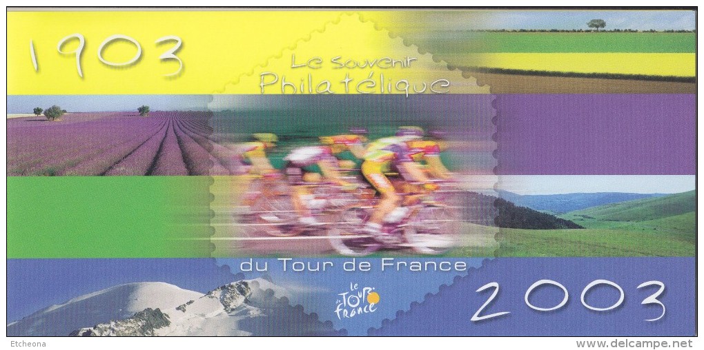 = Souvenir Philatélique 100 Ans Du Tour De France Prologue Paris 5.7.2003 N°3582 Arrivée Paris 27.7.2003 N° 3583 - Cartas & Documentos