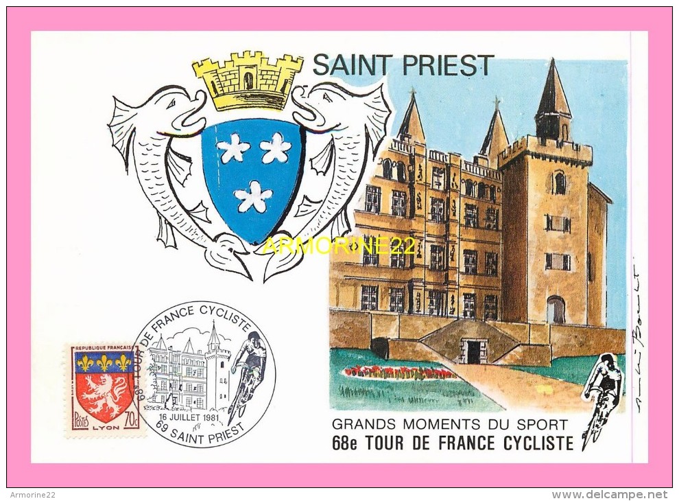 CPM SAINT PRIEST 68eme Tour De France Cycliste - Saint Priest