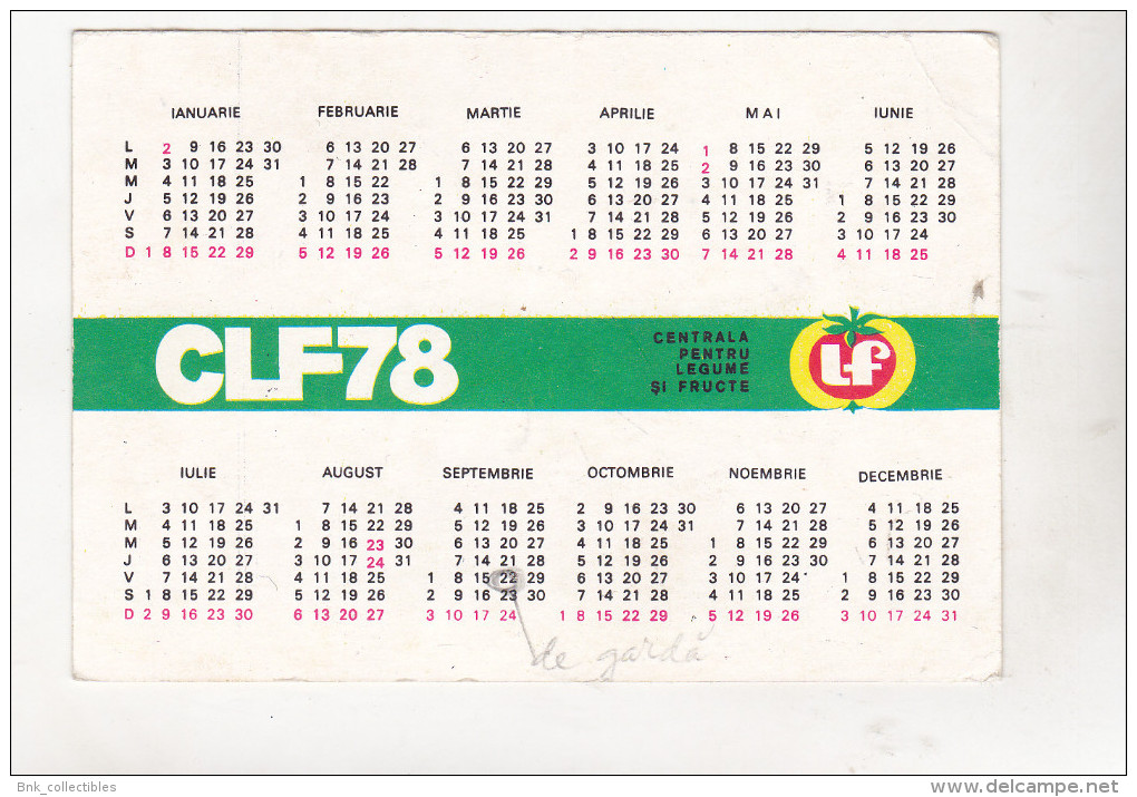 Romanian Small Calendar - 1978 CLF - Calendrier , Roumanie - Tamaño Pequeño : 1971-80