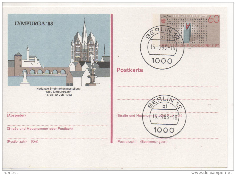 Nr. 2092,  Ganzsache Deutsche Bundespost, Limburg - Cartoline Illustrate - Usati