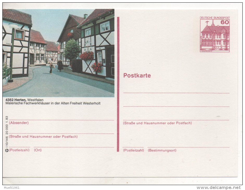 Nr. 1939,  Ganzsache Deutsche Bundespost,  Herten - Geïllustreerde Postkaarten - Ongebruikt