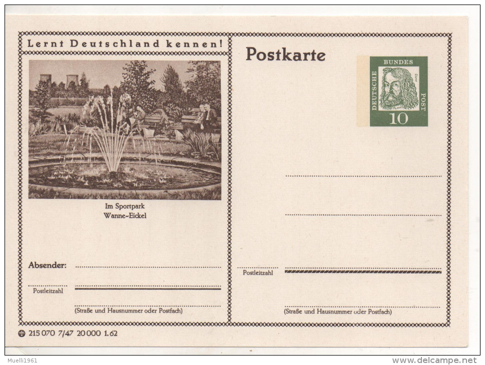 Nr. 1999,  Ganzsache Deutsche Bundespost,  Wanne-Eickel - Cartes Postales Illustrées - Neuves