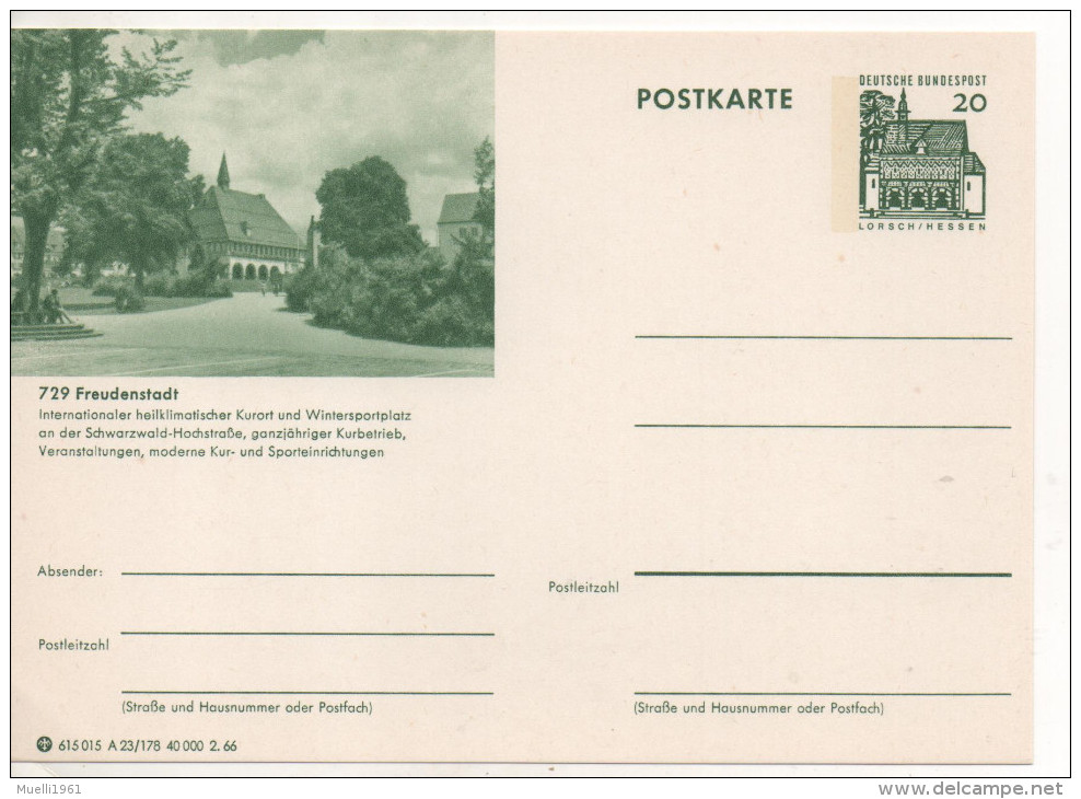 Nr. 909,  Ganzsache Deutsche Bundespost,  Freudenstadt - Geïllustreerde Postkaarten - Ongebruikt