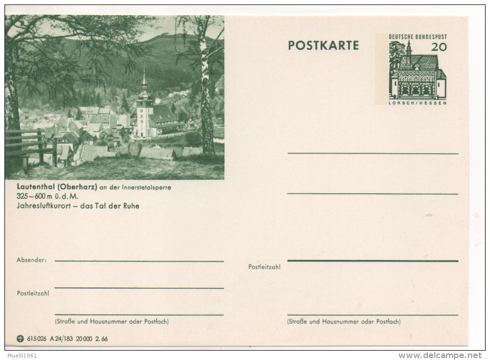 Nr. 2310,  Ganzsache Deutsche Bundespost,  Lautenthal - Geïllustreerde Postkaarten - Ongebruikt