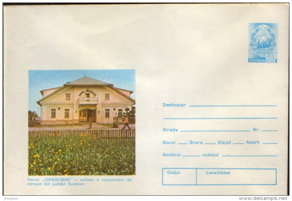 Romania- Postal Stationery Envelope 1979 - Suceava County, Inn "Draguseni " - Hotel- & Gaststättengewerbe