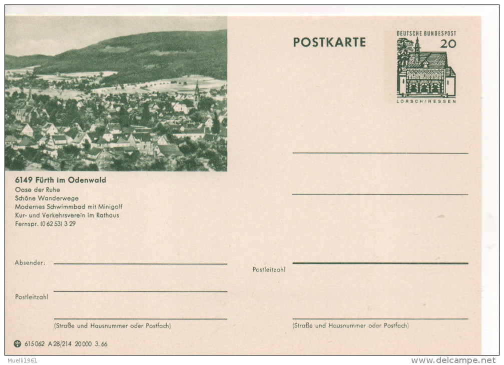 Nr. 2317,  Ganzsache Deutsche Bundespost,  Fürth - Geïllustreerde Postkaarten - Ongebruikt