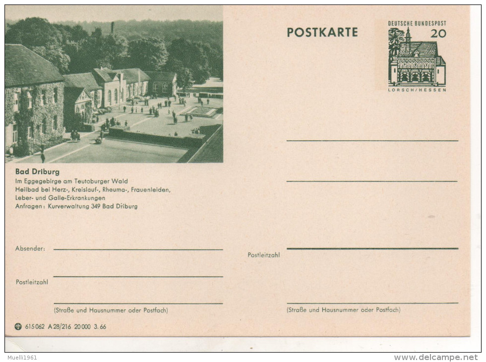 Nr. 2319,  Ganzsache Deutsche Bundespost,  Bad Driburg - Geïllustreerde Postkaarten - Ongebruikt