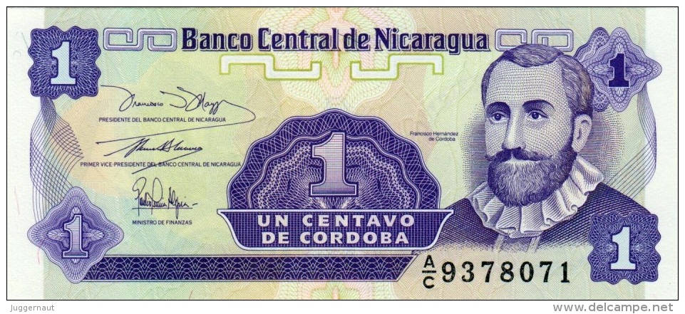 NICARAGUA 1 CENTAVO BANKNOTE 1991 PICK NO.167 UNCIRCULATED UNC - Nicaragua