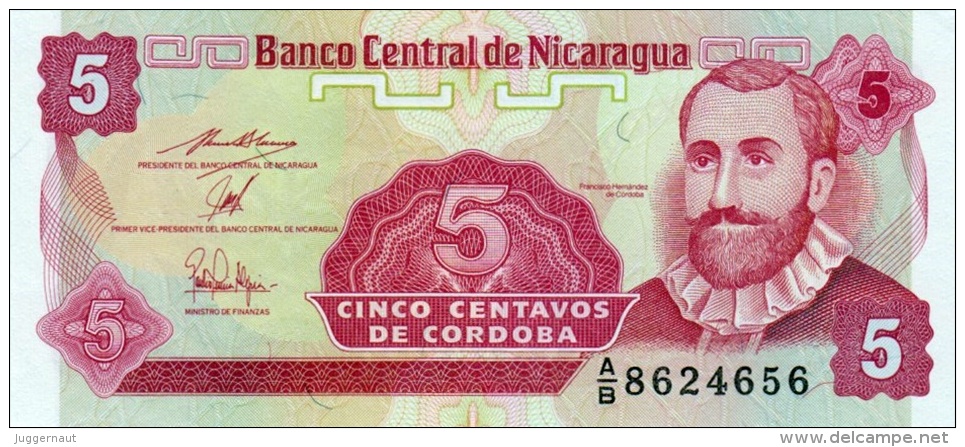 NICARAGUA 5 CENTAVOS BANKNOTE 1991 PICK NO.168 UNCIRCULATED UNC - Nicaragua