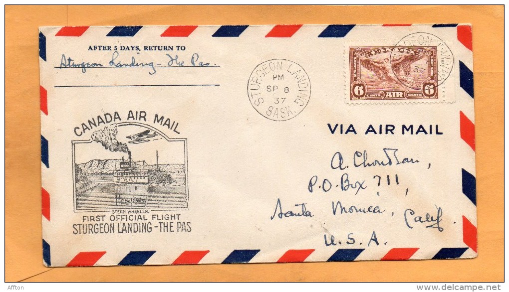 Sturgeon Landing The Pass 1937 Air Mail Cover - Erst- U. Sonderflugbriefe