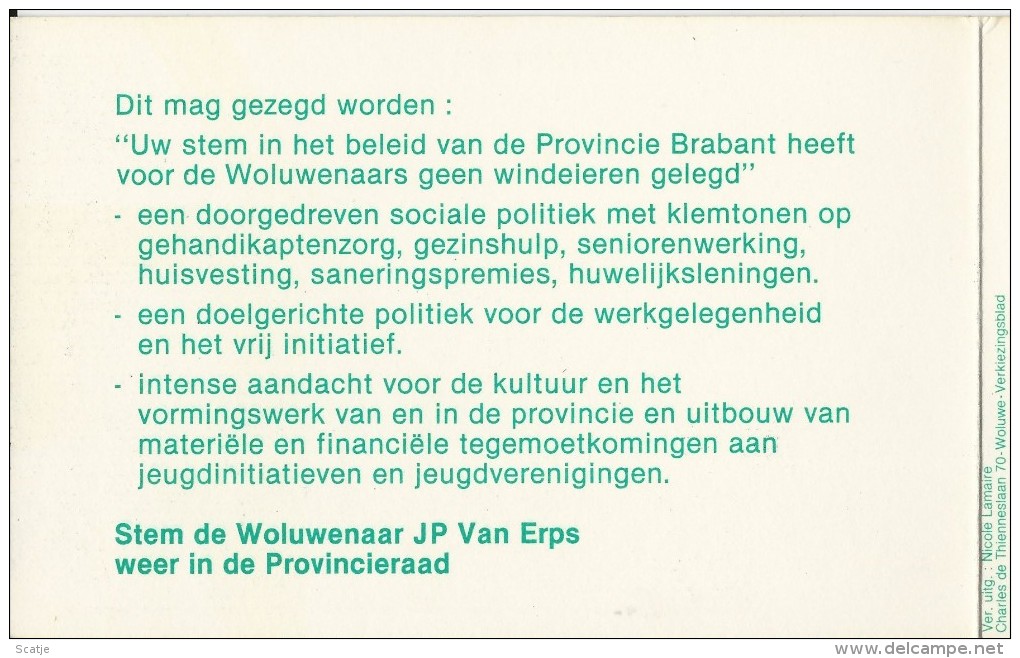 Sint-Lambrechts-Woluwe & Sint-Pieters-Woluwe -  Plooikaart   -   Reklame-verkiezingskaart - Woluwe-St-Lambert - St-Lambrechts-Woluwe