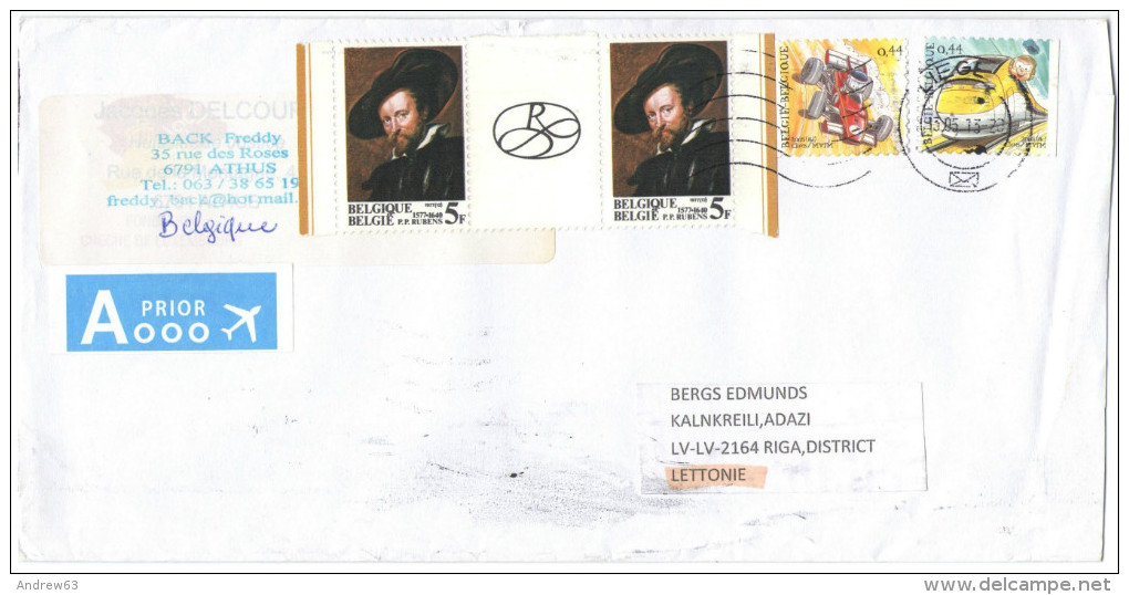 BELGIO - BELGIE - BELGIQUE - 2013 - 2 X 5F Rubens + 2 X 0,44&euro; Clovis/MVTM - Viaggiata Da Liege Per Adazi, Latvia - Lettres & Documents