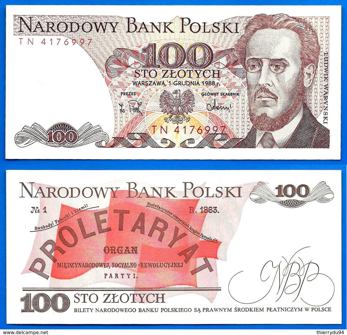 Pologne 100 Zlotych 1988 NEUF UNC Que Prix + Port Warynski Skrill Paypal Bitcoin OK - Pologne