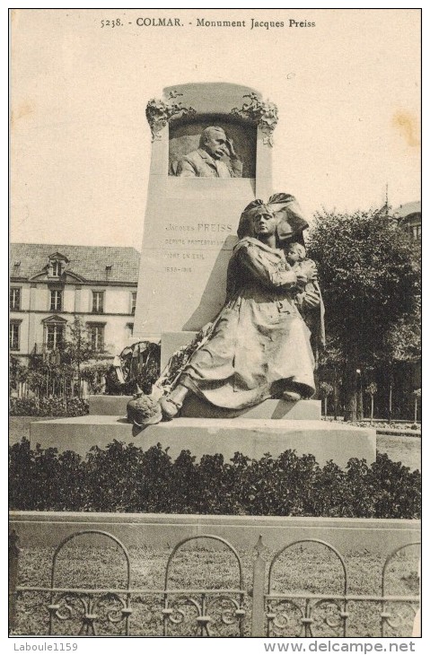 COLMAR : " Monument Jacques Preiss Député Protestataire Soldat En Exil " - Monumentos A Los Caídos