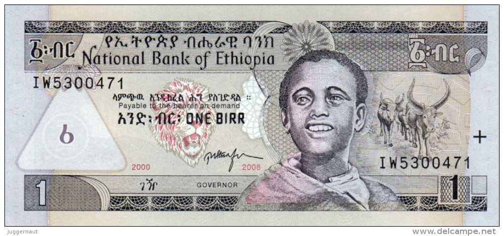 ETHIOPIA 1 BIRR BANKNOTE 2008 AD PICK NO.46 UNCIRCULATED UNC - Aethiopien