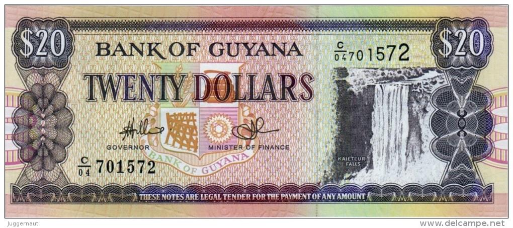 GUYANA 20 DOLLARS BANKNOTE 1996 AD PICK NO.30 UNCIRCULATED UNC - Guyana