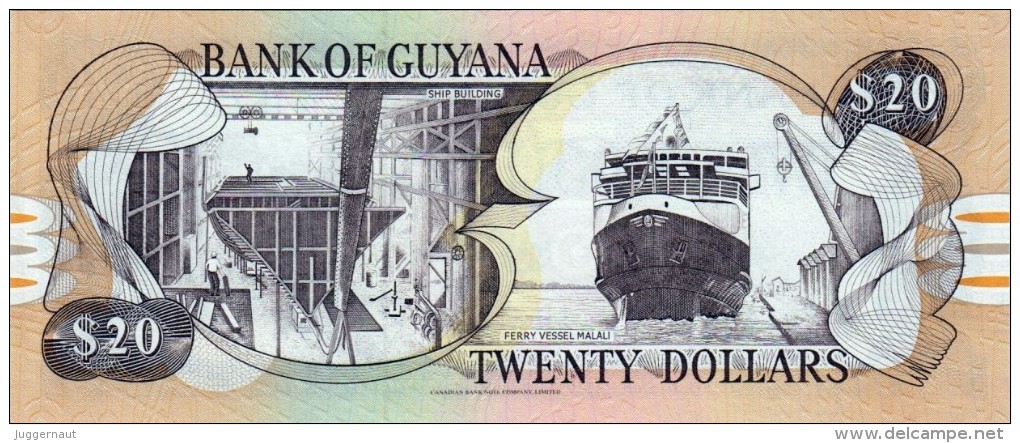 GUYANA 20 DOLLARS BANKNOTE 1996 AD PICK NO.30 UNCIRCULATED UNC - Guyana