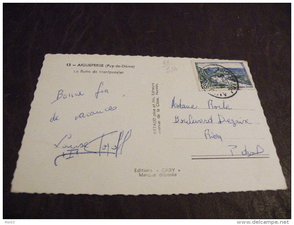 A193..CPA...63...AIGUEPERSE..La Butte De Montpensier.... Rare Beau Plan  .. Ecrite & Voyagée 1955 - Aigueperse