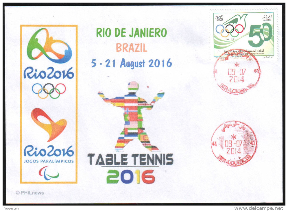 ARGHELIA Philatelic Cover JO Rio 2016  Olympic Olympics Table Tennis Ping Pong - Sommer 2016: Rio De Janeiro