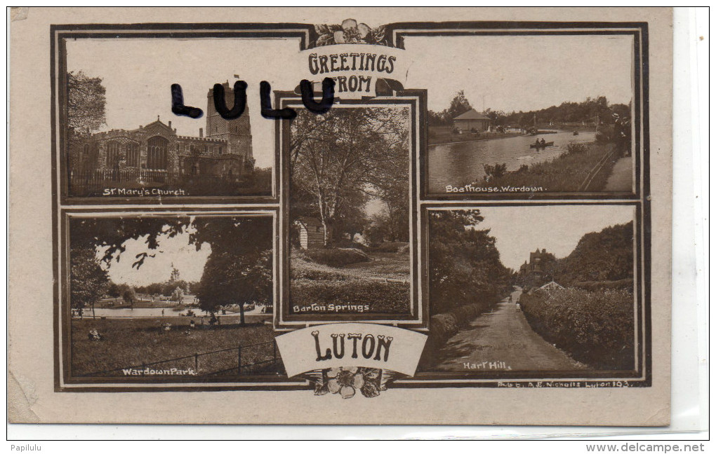 Angleterre , 5 Pictures Postcard Greetings From Luton - Autres & Non Classés