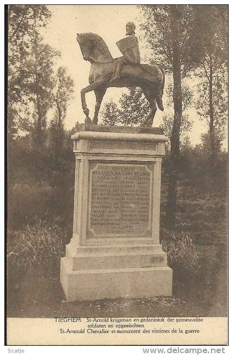 Tiegem.  -   St-Arnold Krijgsman En Gedenkstuk Der Gesneuvelden.... 1914 - 1918; ; 1923 Naar Alost - Anzegem