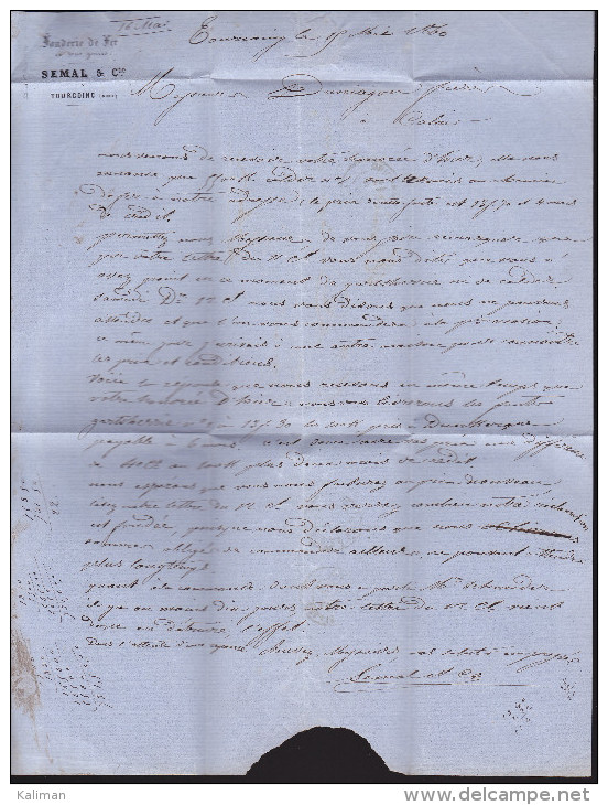 France - Lettre 1860 - Tourcoing Pour Calais - 1849-1876: Période Classique