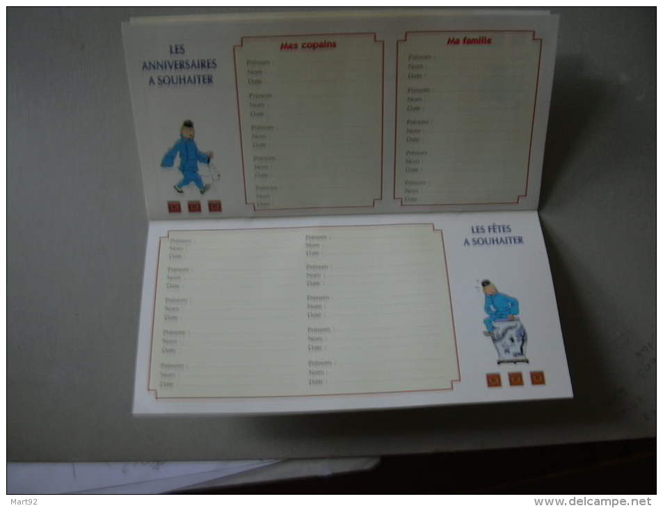 AGENDA 1995 1996  TINTIN  LOTUS BLEU PUBLICITE CHOCOLAT POULAIN