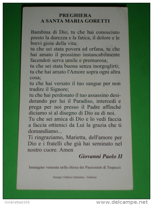 S.ta MARIA GORETTI - Immagine Chiesa Padri Passionisti Di TREPUZZI Lecce - Santino - Santini