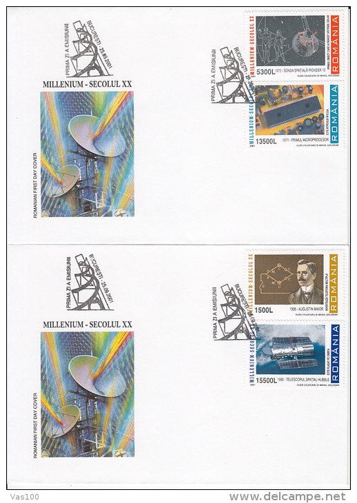 MILLENIUM, PIONEER SPACE PROBE, MICROCHIP, COVER FDC, 2X, 2001, ROMANIA - FDC