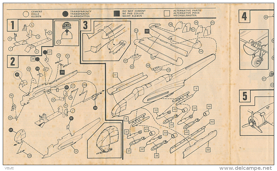 Ancienne Fiche De Montage, Avion H.P. HAMPDEN, Airfix, 1/72 Scale Model Construction Kit, 4 Pages (3 Langues) - Zonder Classificatie