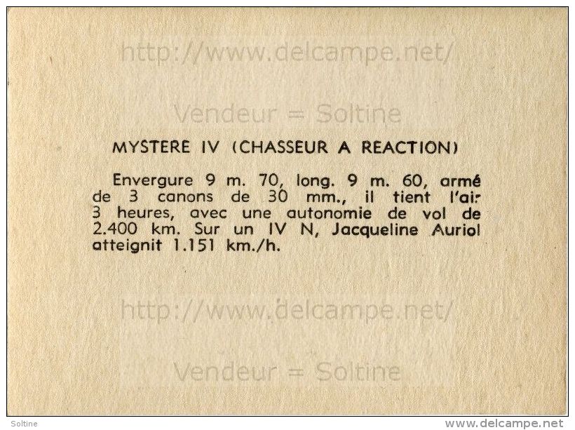 Image Chromo : Avion Mystère IV (Chasseur à Réaction) - Autres & Non Classés