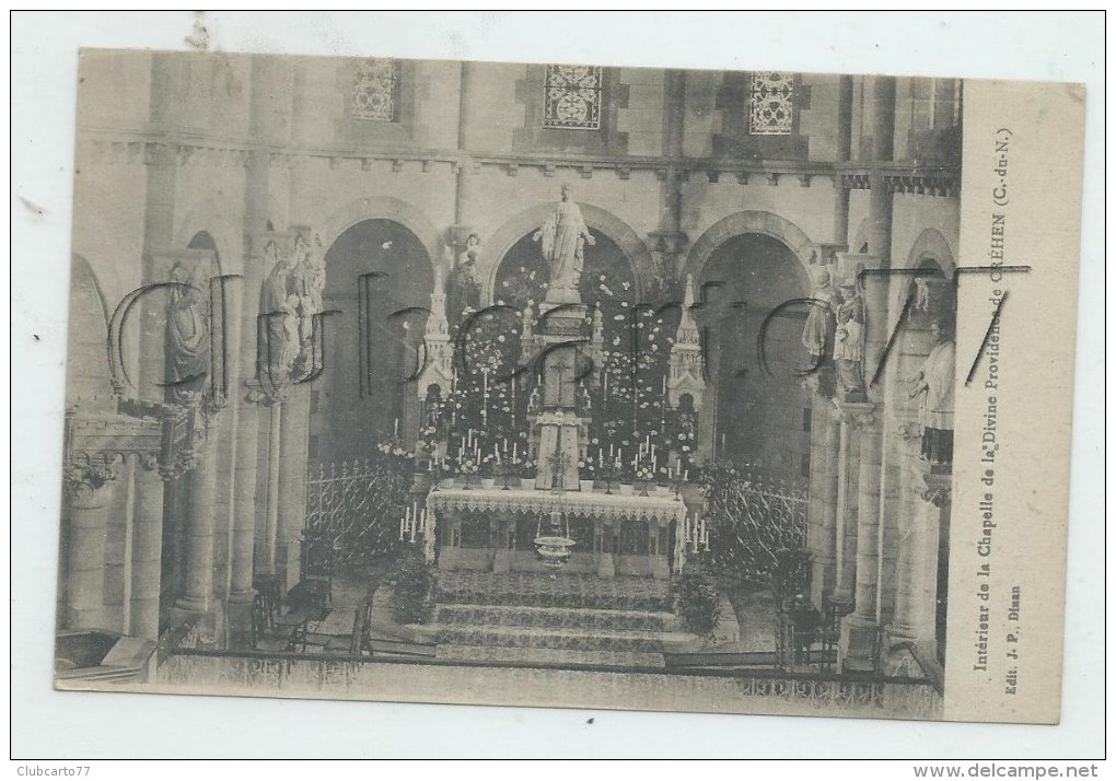 Créhen (22) : L´intérieur De La Chapelle De La Divine Providence Env 1924 PF. - Créhen