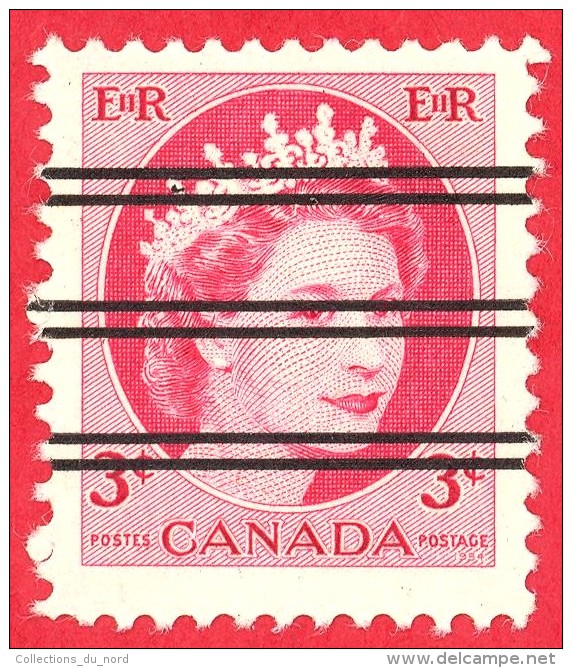 Canada # 339p - 3  Cents - Mint - Dated  1954 - Queen Elizabeth II / Reine Elizabeth II - Ongebruikt
