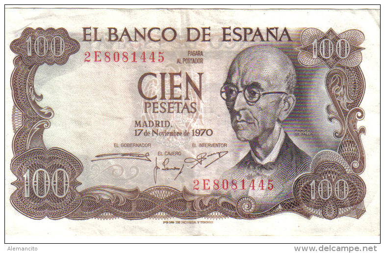 BILLETE ESPAÑA  - 100 PESETAS  1970 - [ 4] 1975-… : Juan Carlos I