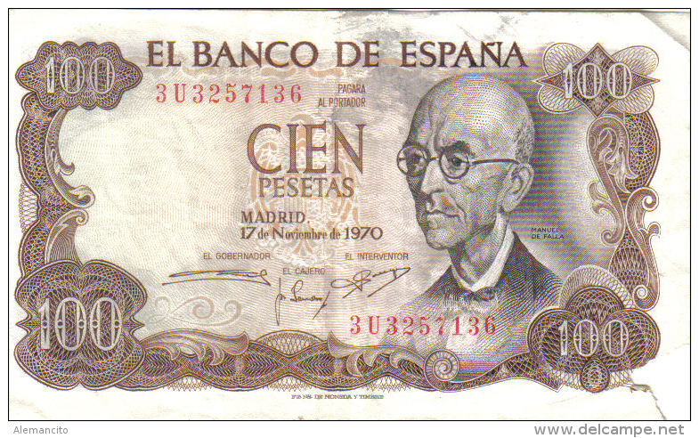 BILLETE ESPAÑA  - 100 PESETAS  1970 - [ 4] 1975-…: Juan Carlos I.