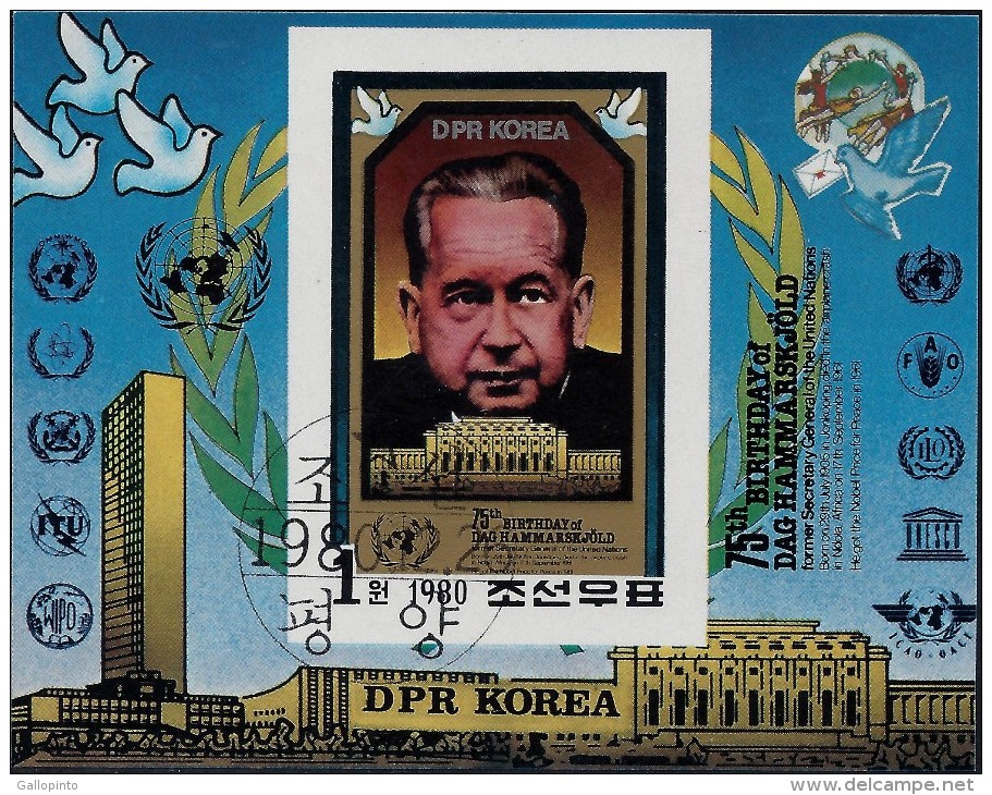 DPR KOREA DAG HAMMARSKJOLD And UN BUILDING Sc 2008 CTO MNH 1980 - Dag Hammarskjöld