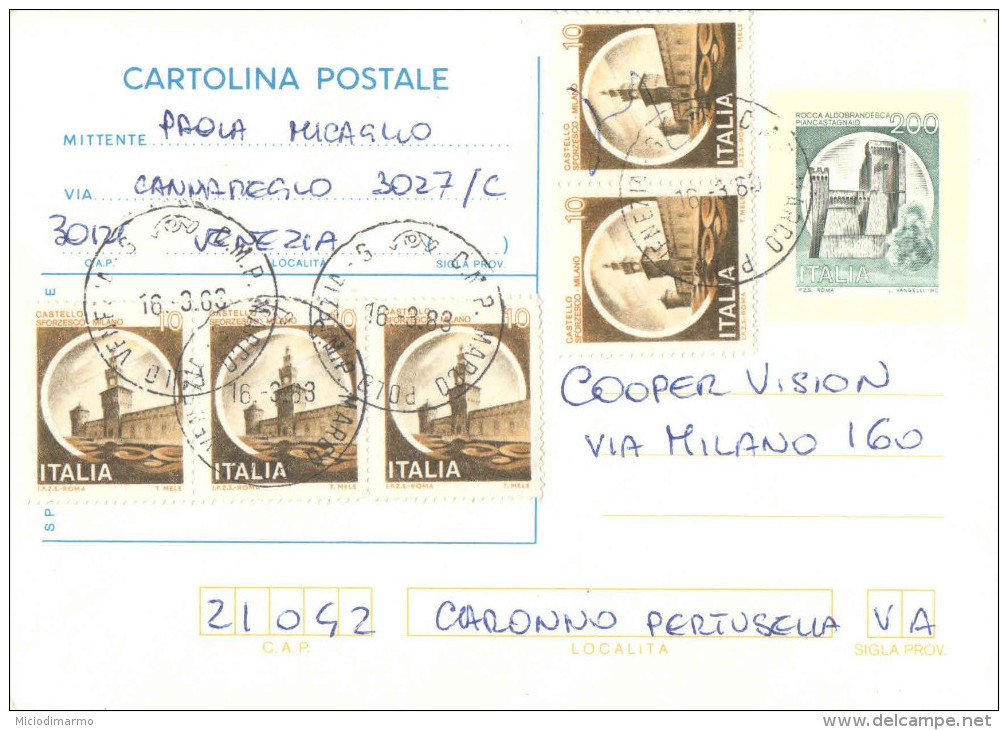 J556) ITALIA CARTOLINA POSTALE CASTELLI LIRE 200 DEL 1981 VIAGGIATA - Interi Postali